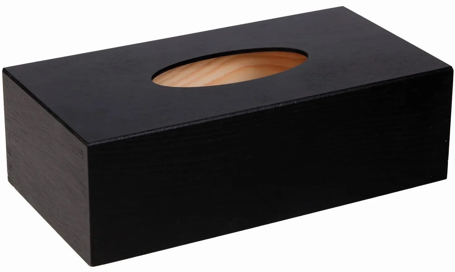 Wooden World - Elegante scatola per fazzoletti di legno con apertura dal basso - nera