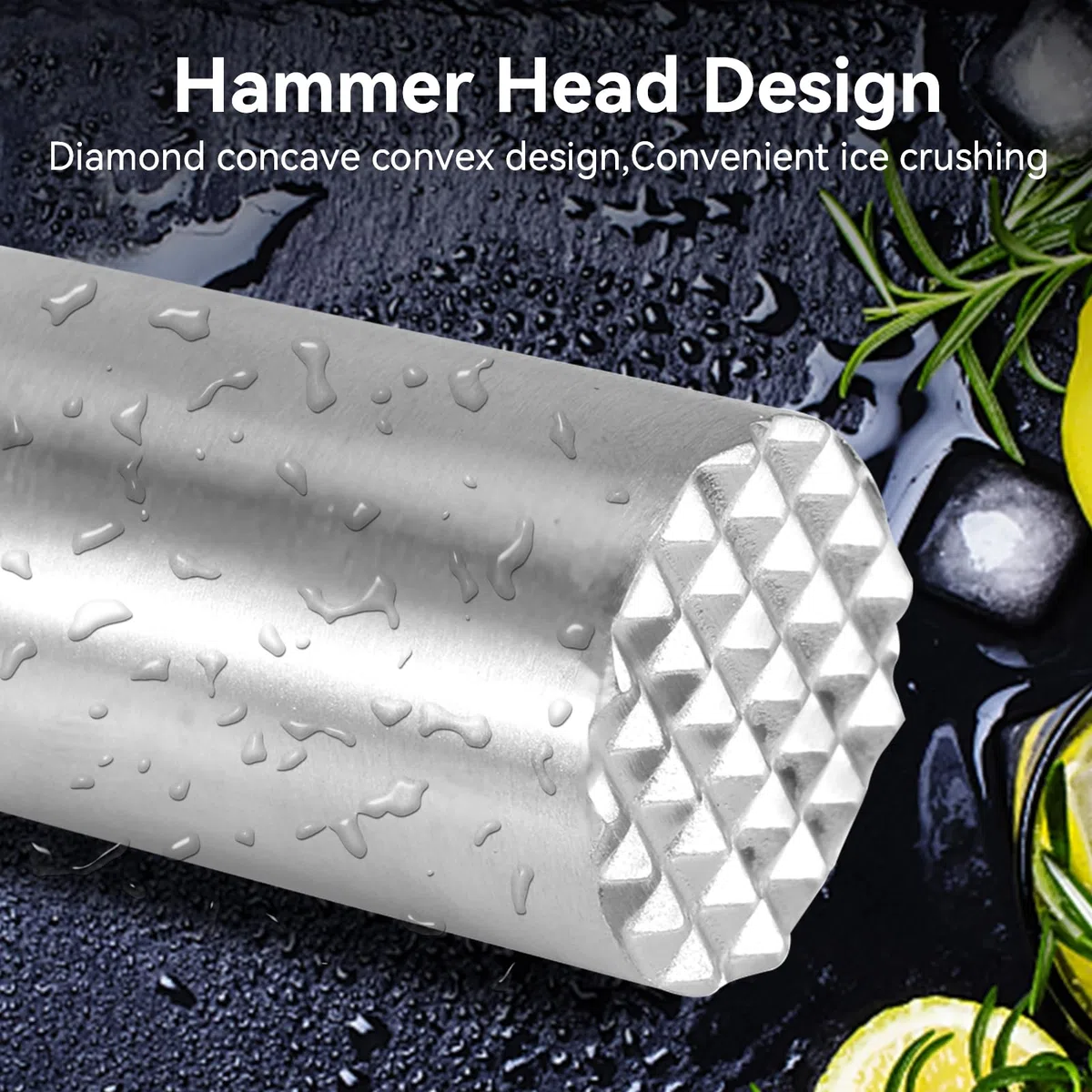 HERCHR Muddler Da Cocktail In Acciaio Inox, Limone Schiacciapatate per Tritare Cubetti Di Ghiaccio, Professionale Pestello per Creare Deliziosi Mojito
