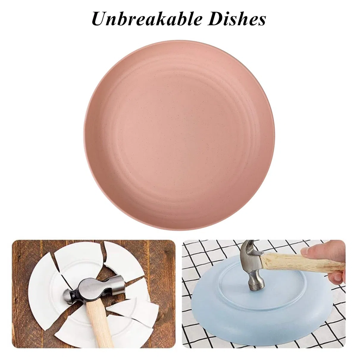 Servizio Piatti in Plastica Leggeri Grandi Indistruttibili per Cena Riutilizzabili e non Tossina Lavastoviglie e Forno a Microonde Sicuri e Sani per Bambini e Adulti (23cm 4 Pezzi)