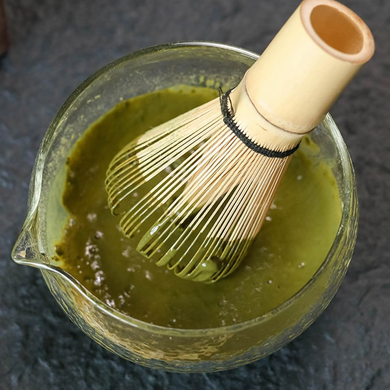 LOVIVER Ciotola Matcha Insalatiera Ciotola Matcha con Beccuccio Whisking Esclusivo Set da tè Giapponese Matcha Vetro Strutturato