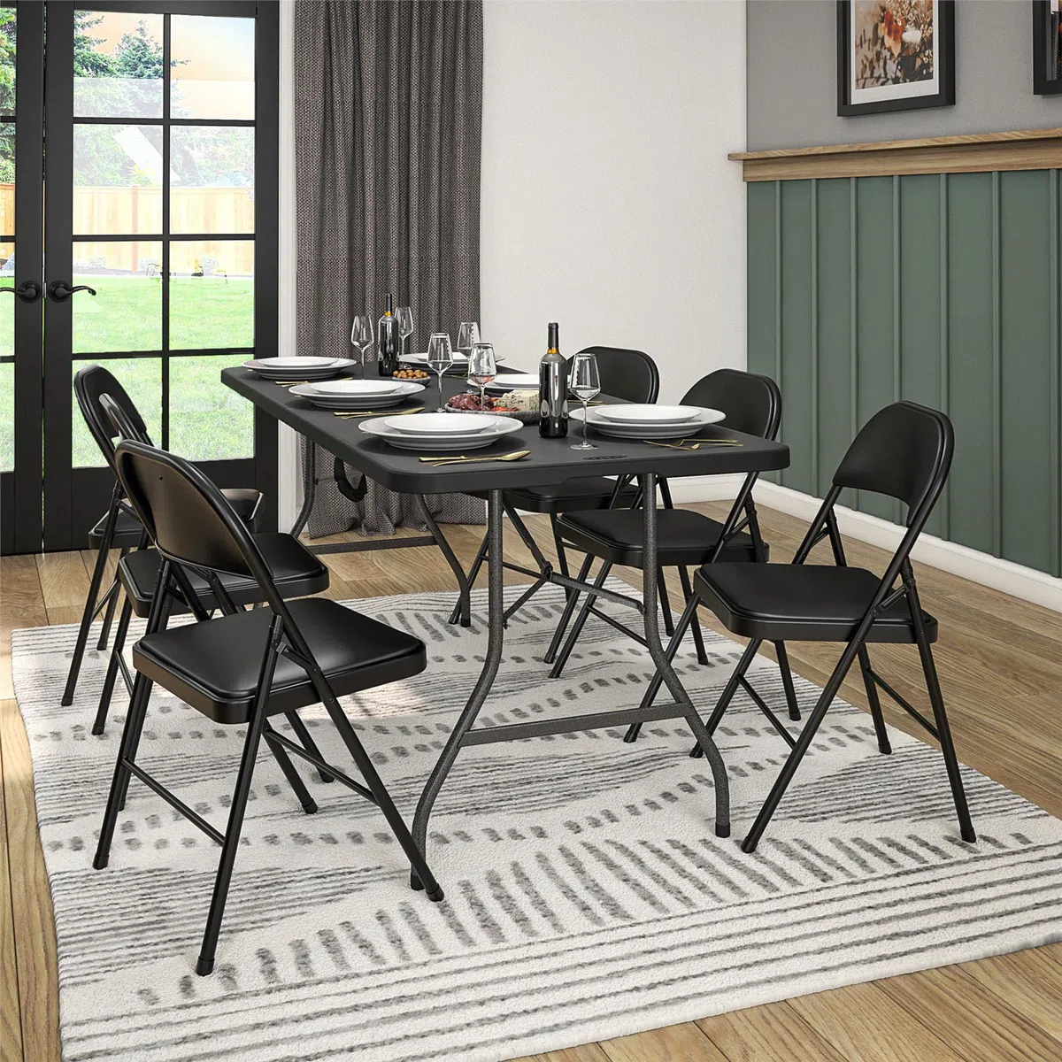 Cosco Premium Sedia Pieghevole in Metallo Imbottita in Vinile 4 Pz Nero