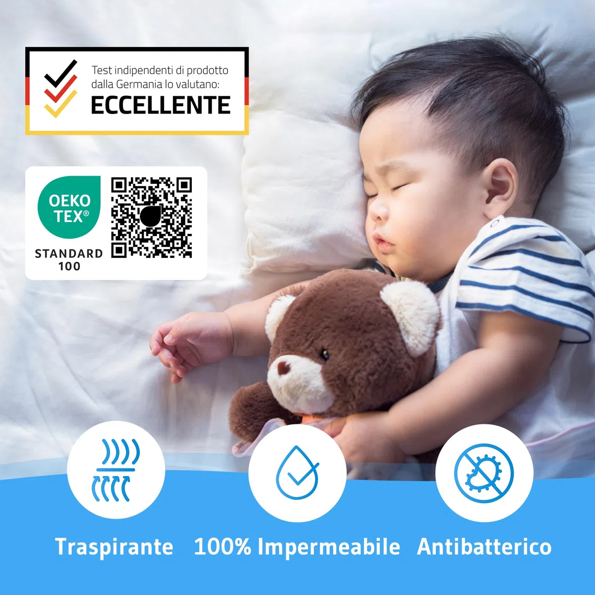 Coprimaterasso impermeabile, 80x160 cm, traspirante, antiacaro, sotto lenzuolo con angoli, protezione impermeabile, coprimaterasso igienico, 80x160 cm