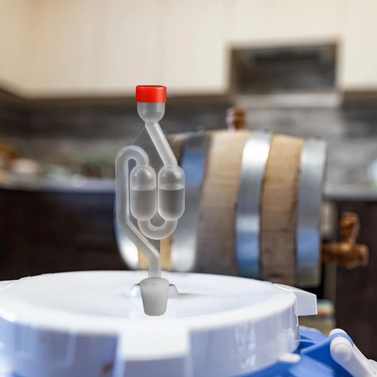 Gorgogliatore Fermentazione, 3 Pezzi Airlock di Fermentazione, Gorgogliatori on Coperchio in Plastica, Tubi di Fermentazione, Utilizzato per Preparare Birra, Vino, Crauti Fermentati 0XBIT