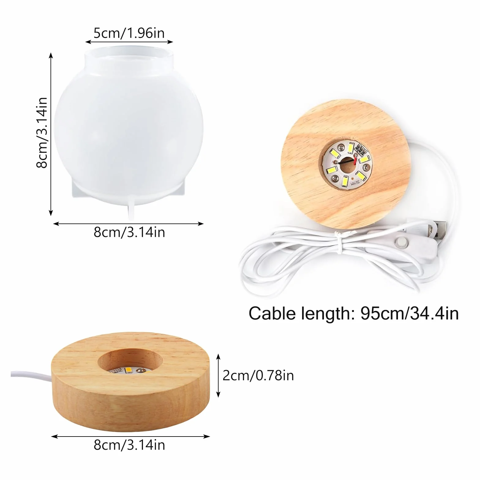 Sfera di Cristallo Stampi Sferici In Silicone con Due Porta Lampade DIY Sfera Lampada Resina Epossidica per Realizzare Vari Stili di Lampade a Sfera Stampo Profumatore Resina