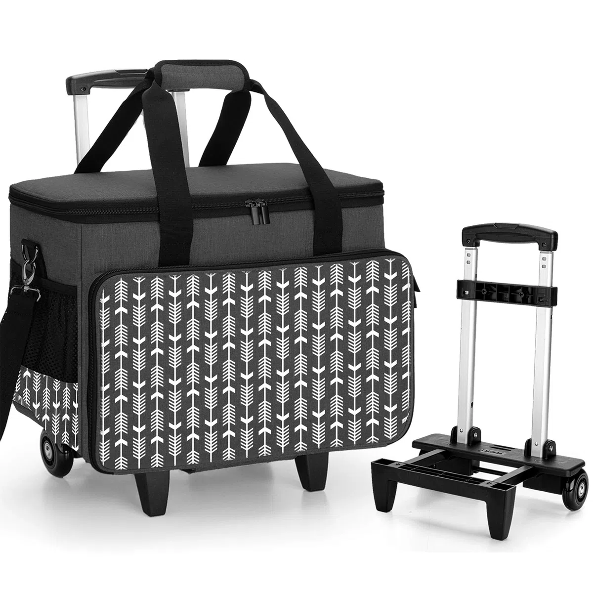 Yarwo Staccabile Borsa Trolley per Macchina da Cucire, Borsa per Macchina da Cucire con Tavola di Legno per Sostenere Il Fondo, Adatto per la Maggior Parte delle Macchine da Cucire Universali
