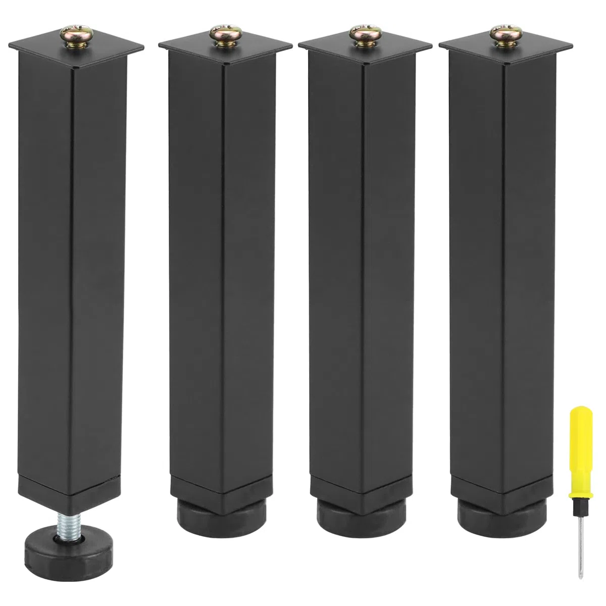 QWORK® Set di 4 Piedi Letto Universali Regolabili 20~22 cm per Reti a Doghe e Mobil - in Acciaio Nero