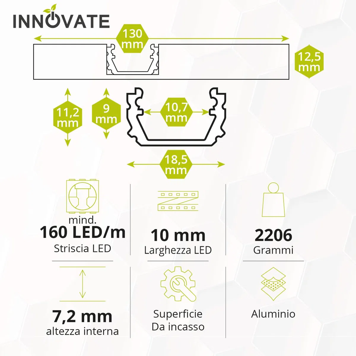 INNOVATE Binario tenda soffitto Cartongesso [incl. copertine e inserti] Profilo alluminio per LED striscia e Tende per interni I Bastone tenda Cucina bagno salotto Bastoni tende (1 Binario, 200 cm)