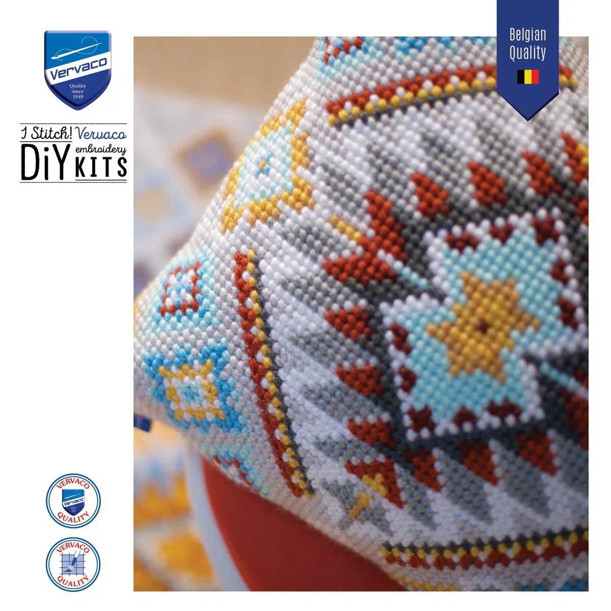VERVACO Kit Cuscino Punto Croce Etnico I Set Ricamo Principianti Cuscini Gobelin Decorativi ca. 40 x 40 cm Accessori per Lavoretti Creativi DIY Casa Decor Hobby Adulti Cross Stitch