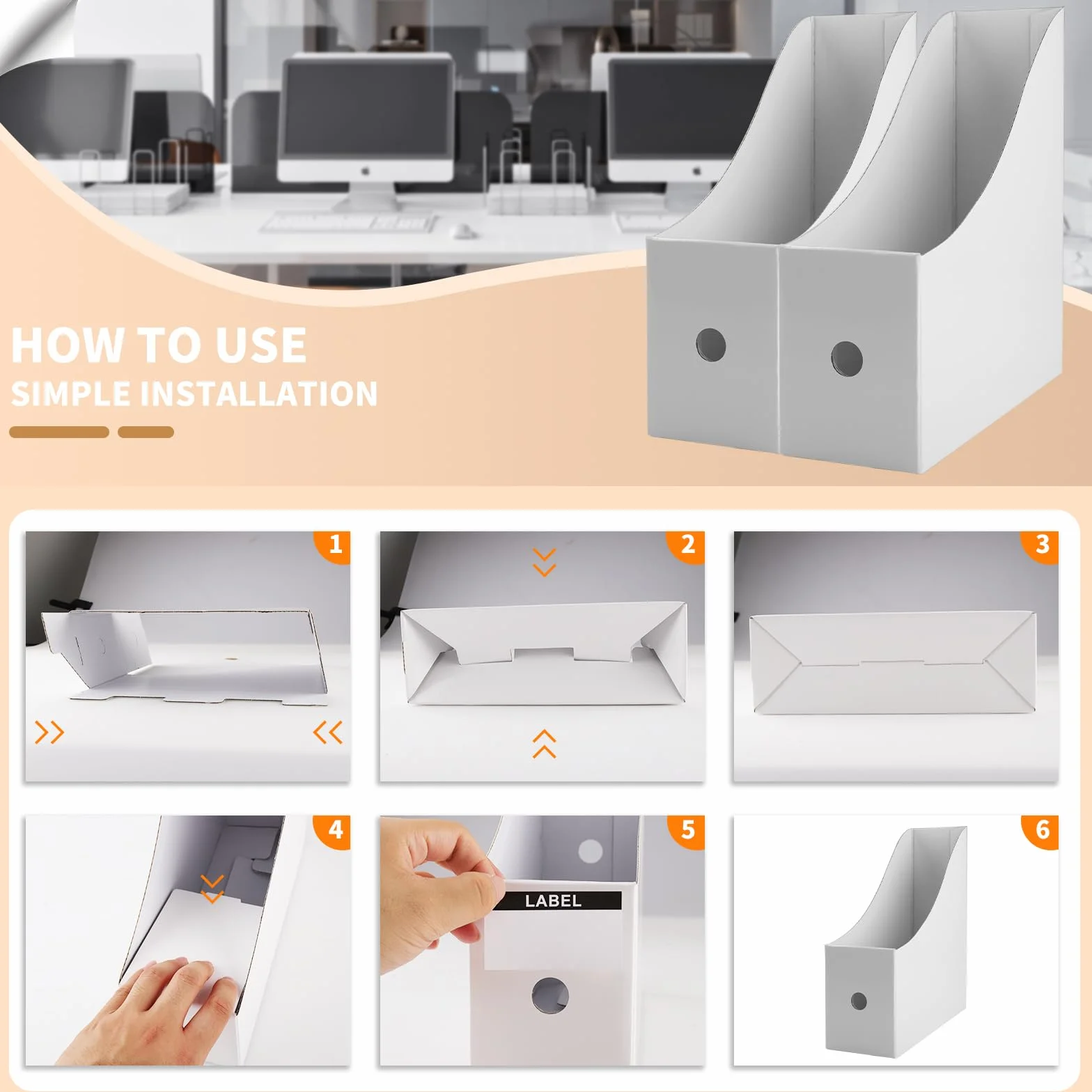 Portariviste in Carta Kraft, 10 Pezzi Cartella File Stile Semplice Riempimento Rack Box Paperwork Organizer Portapenne Desktop Stationery per ufficio,facile conservazione (Bianco)