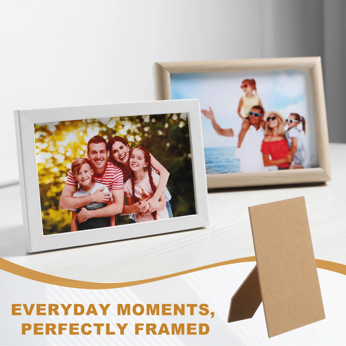 Cavalletto posteriore, supporto posteriore per foto, cornice di ricambio – adatto per (6 pollici fai da te Photo Board – Arte – piastrelle – parete – tavolo) 4 pezzi & legno naturale