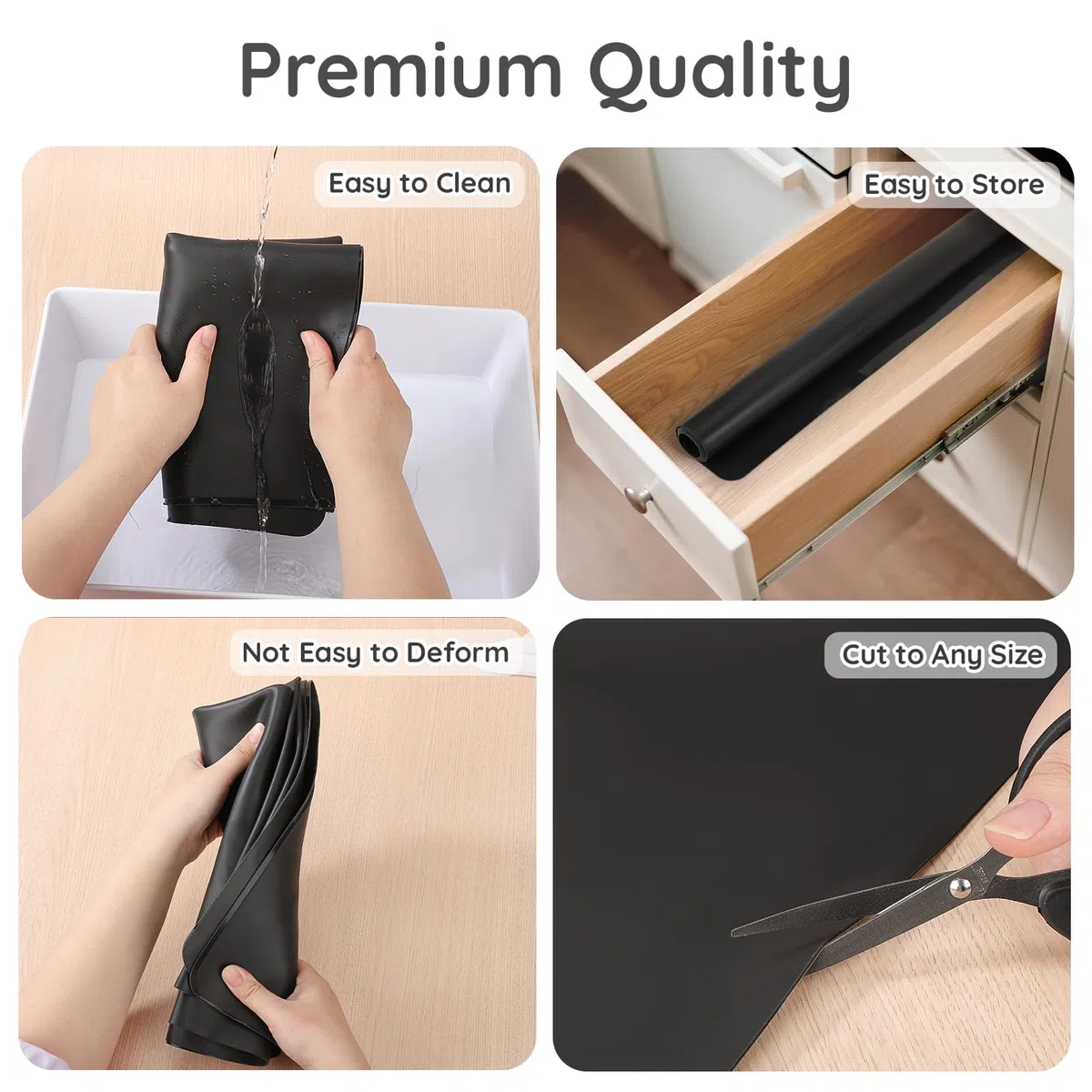 Tappetino per Resina, 80x60cm Tappetino Silicone Macchina caffè, Antiaderente e Antiscivolo, per Pittura, Artigianato, Proteggi Scrivania, Accessori Cucina (Nero)