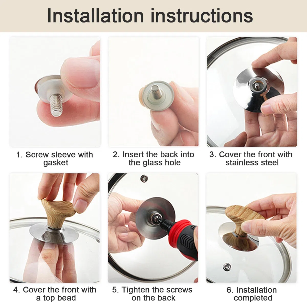 0XBIT Pomelli per Coperchi Pentole, 3 Pezzi Universali in Bachelite per Pentole da Cucina