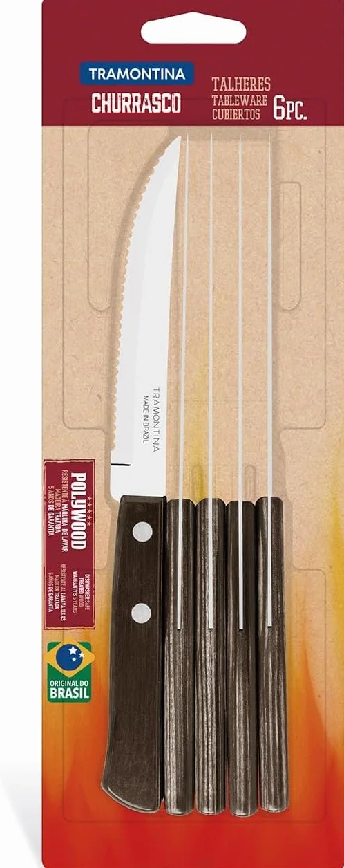 Tramontina Set di Coltelli per Carne/BBQ Polywood 11 cm 6 pezzi