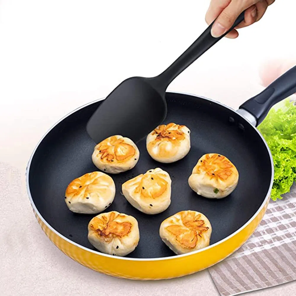 Set spatole in silicone - Spatola in gomma nera antiaderente 6 pezzi con anima in acciaio inossidabile - Set di utensili da cucina per spatole resistenti al calore per cottura