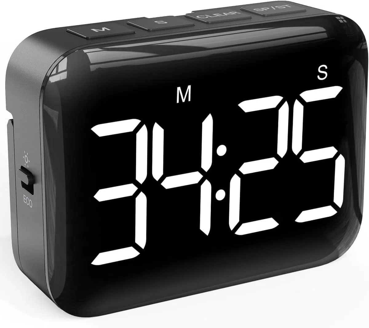 NOKLEAD Digitale Timer da Cucina: cronometro con conto alla rovescia magnetico con ampio display a LED, volume e luminosità regolabili, facile da usare per bambini anziani (batterie incluse) (nero)