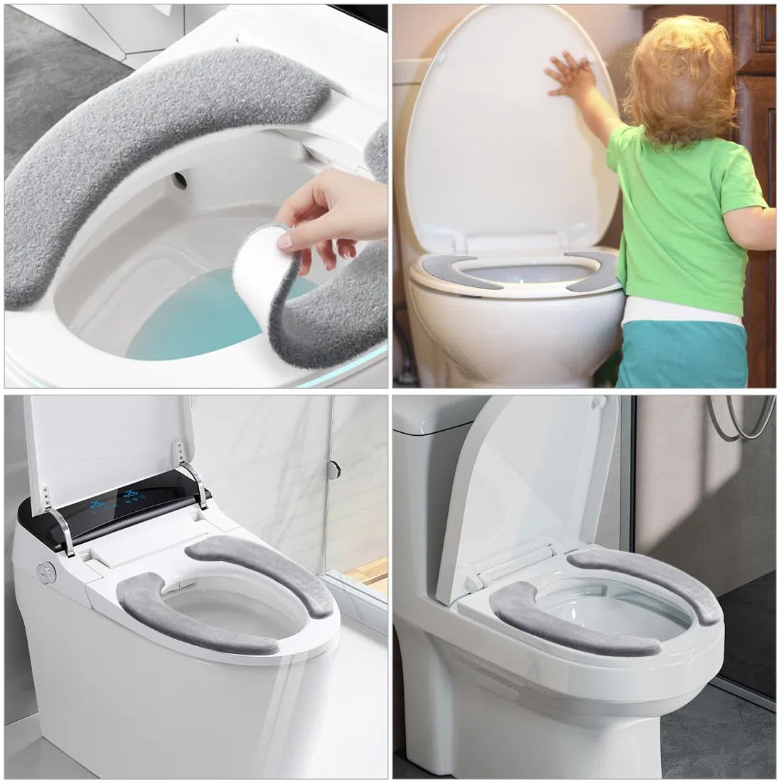 2 Paia Di Copriwater Peluche, Peluche Grigio Taglia, Adesivo, Copertura Water Elettrostatica Impermeabile, Copriwater Caldo Tutte Le Stagioni, Antifreddo Autunno E Inverno