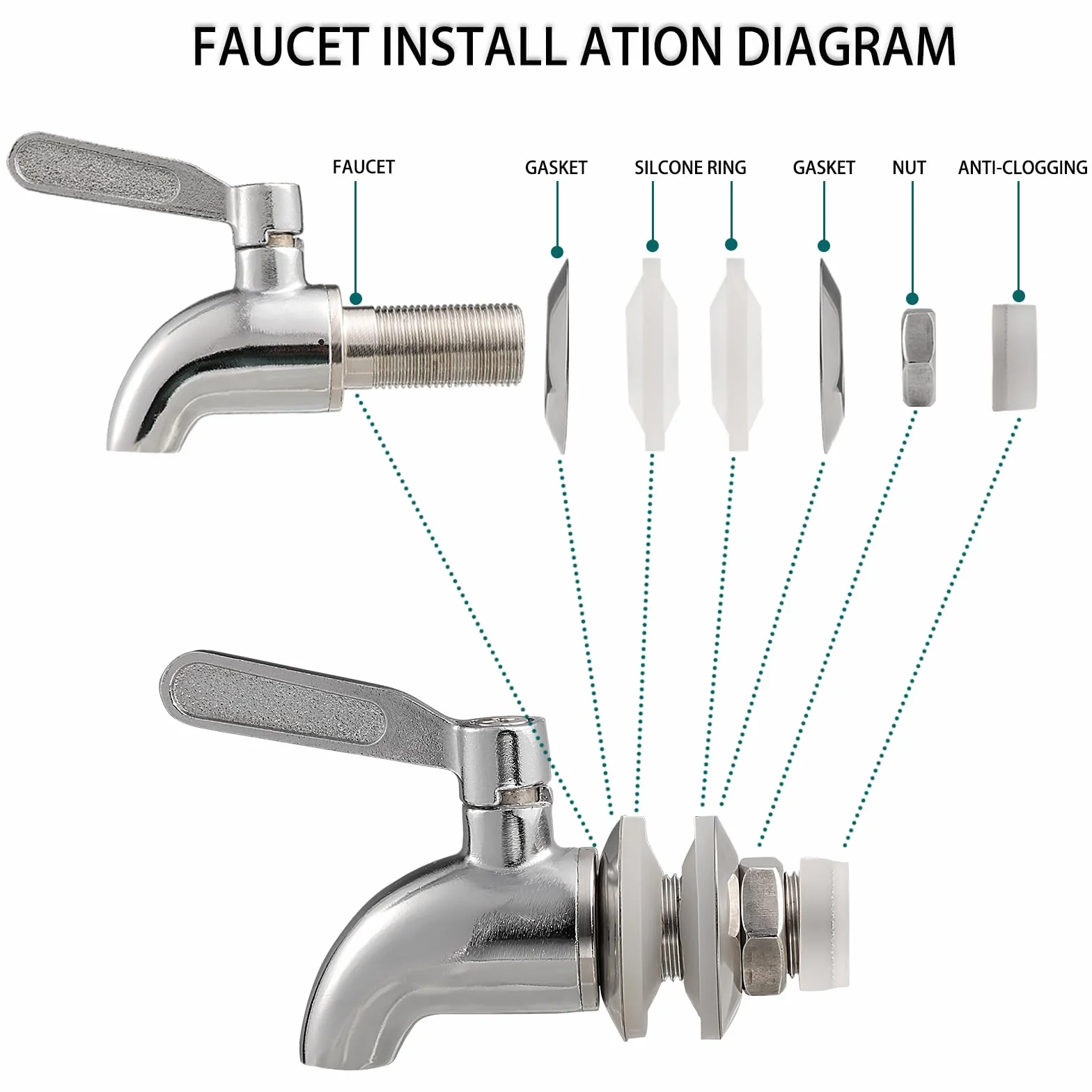 Dispenser per bevande, 10 l, in vetro, con rubinetto in acciaio inox, con supporto in bambù, per feste