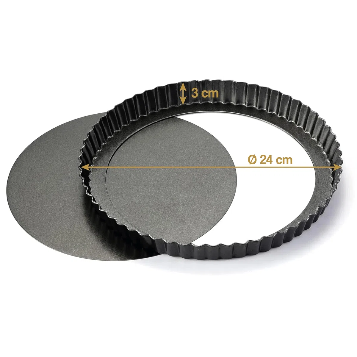 GF - Stampo Antiaderente per Quiche e Torte con Base Rimovibile - Ø 24 cm