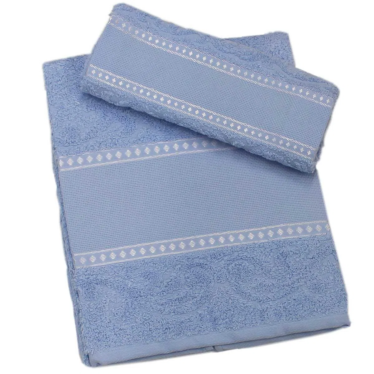 hobbymio.it Set Asciugamano con Ospite da ricamare a Punto Croce, Salvietta più Ospite con Tela Aida, Asciugamano bagno 50x100cm più Opite 30x50cm (07 Azzurro)