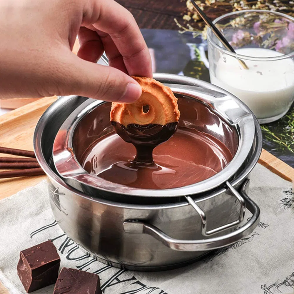 Cottura Pentolino Bagnomaria, 2 Pezzi 400ml Double Boiler Beccucci Pentola Bagnomaria Melting Pot al Cioccolato per Far Fondere Cioccolato Caramelle Burro Candele, Acciaio Inox 304