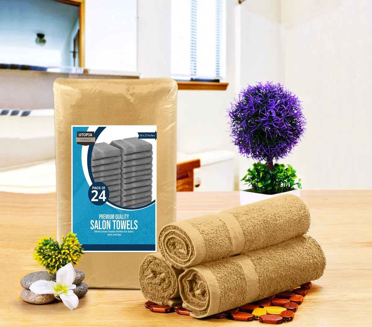 Utopia Towels - Asciugamani da salone, confezione da 24 asciugamani (non resistenti alla candeggina, 40,6 x 68,6 cm) in cotone altamente assorbente per mani, palestra, bellezza, spa e cura dei capelli