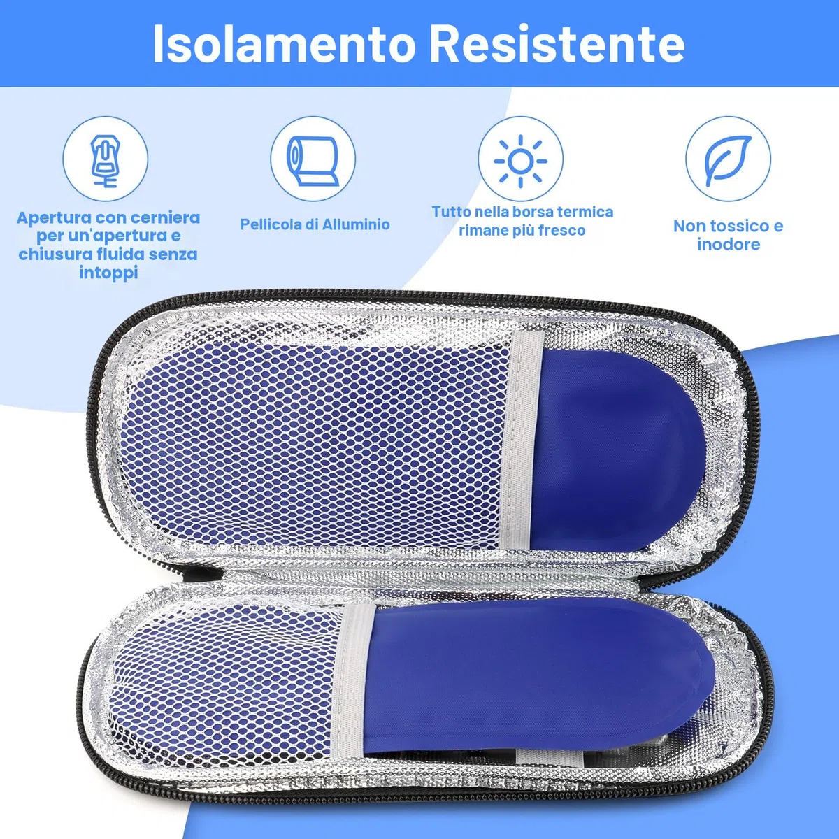 MXTIMWAN Borsa Termica per Insulina, Porta da Viaggio per Medicinali, 2 Impacchi di Ghiaccio, Astuccio Termico per Insulina, Borsa per Accessori per Insulina