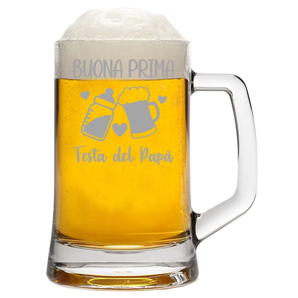 Colorfamily Boccale Birra Papà 50 cl Buona prima festa del papà cuori birra e biberon Idea regalo