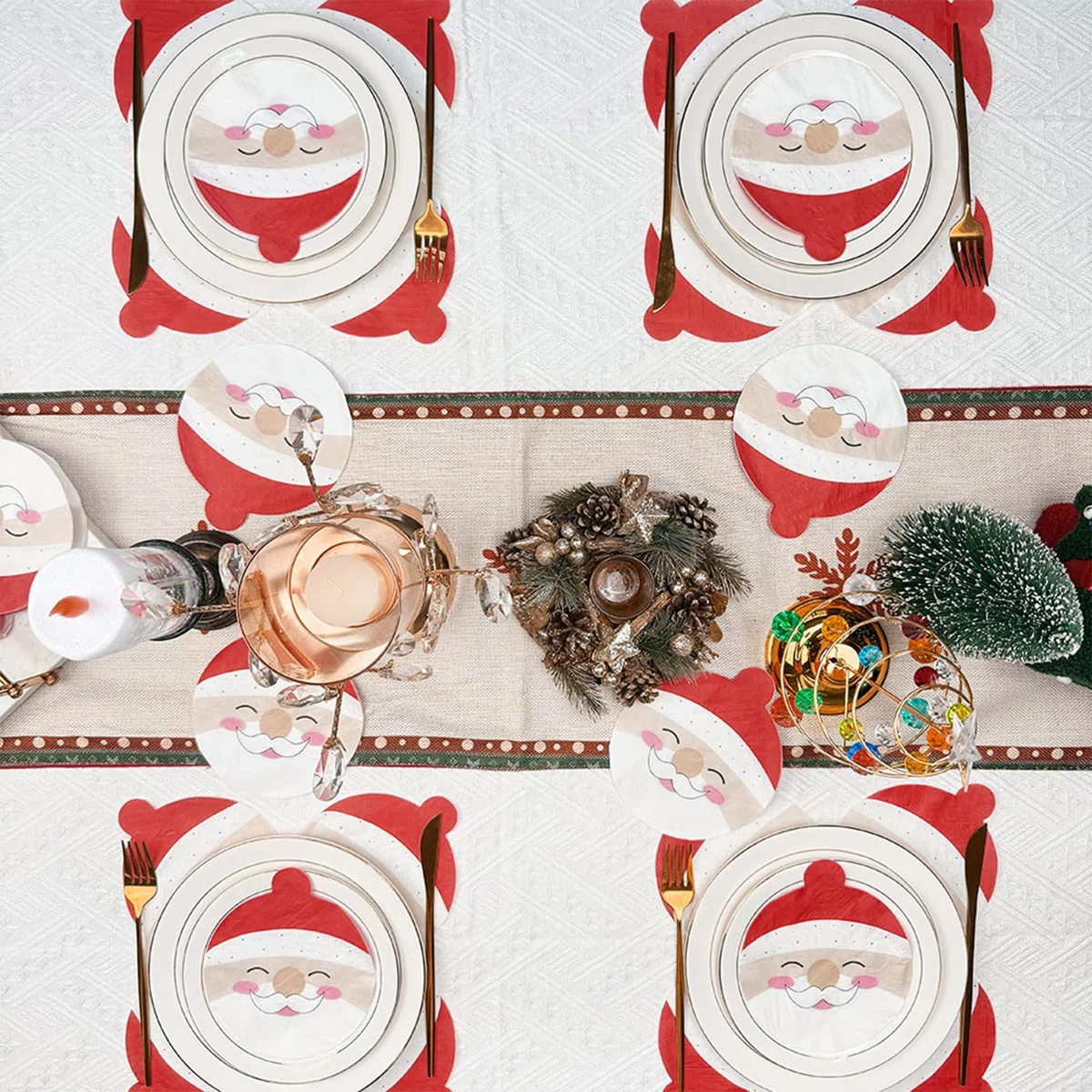 40 tovaglioli natalizi con motivo di Babbo Natale, tovaglioli rotondi, decorazioni natalizie, decorazioni per feste, carta velina