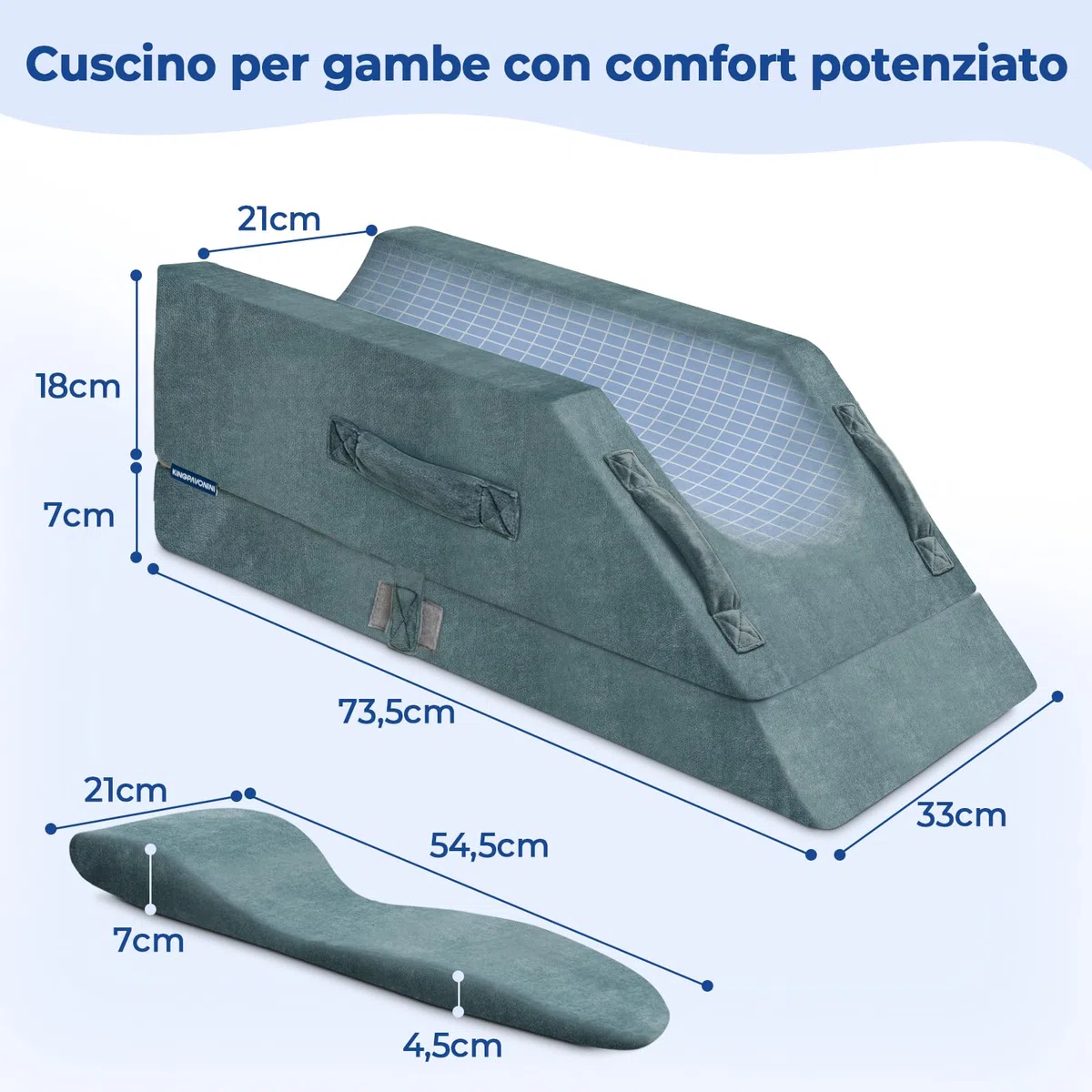 KingPavonini 4 cuscini per le gambe con altezza regolabile per post-operatorio, cuscino con curva ergonomica, in memory foam per gonfiore e sollievo dal dolore alle gambe, aiuto per la guarigione dopo