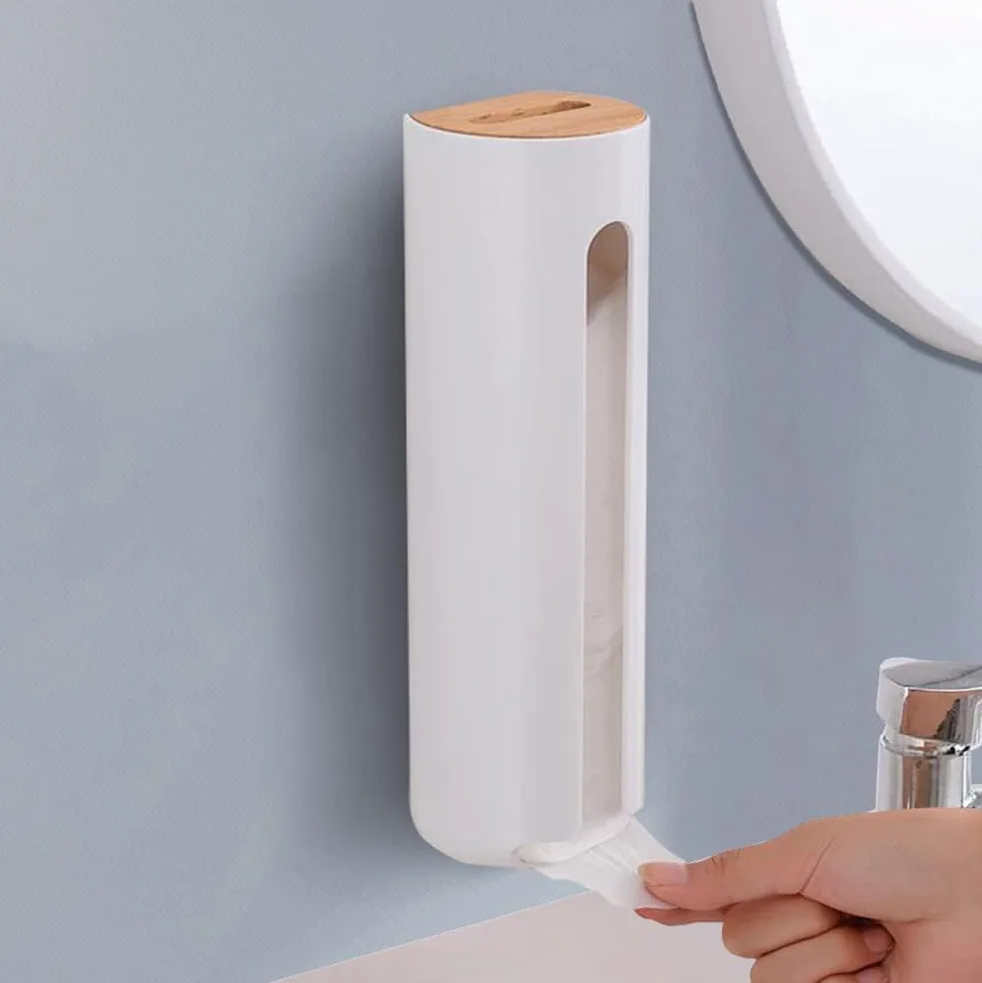 Porta Dischetti Struccanti, Porta Trucchi Dischetti da Parete, Scatola Organizer per Dischetti con Coperchio Legno, Dispenser per Dischetti di Cotone, Contenitori Dischetti Cotone per Bagno