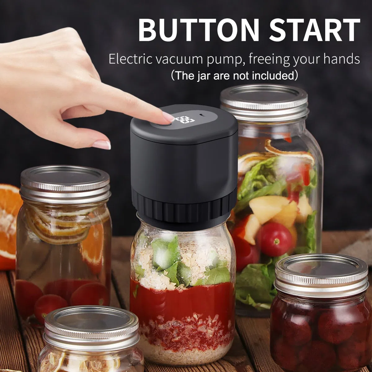 Sigillatrice sottovuoto per barattoli di vetro, Kit sigillatrice sottovuoto elettrica per barattoli di vetro per barattoli di vetro a bocca larga e bocca normale, Macchina per sigillare sottovuoto