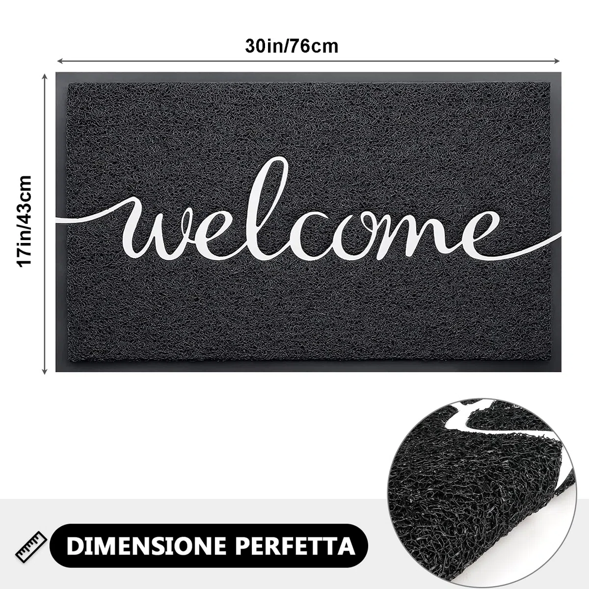Esterno Interno Tappeto Ingresso casa con Scritta Welcome, Antiscivolo Assorbente Resistente allo sporco Cucina Asciugapassi Entrata