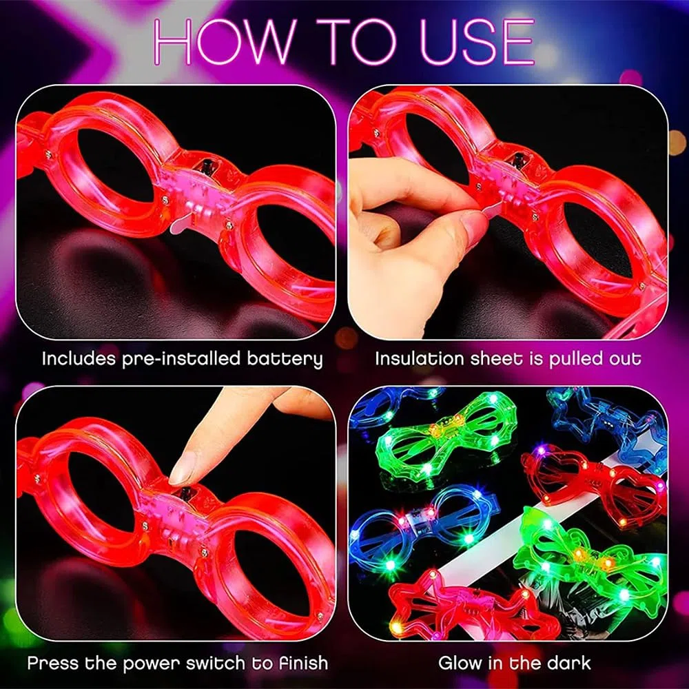 12 Pezzi LED Occhiali Luminosi per Feste - Party, Neon, Rave Fluo Gadget per Compleanno, Matrimonio, Natale, Halloween