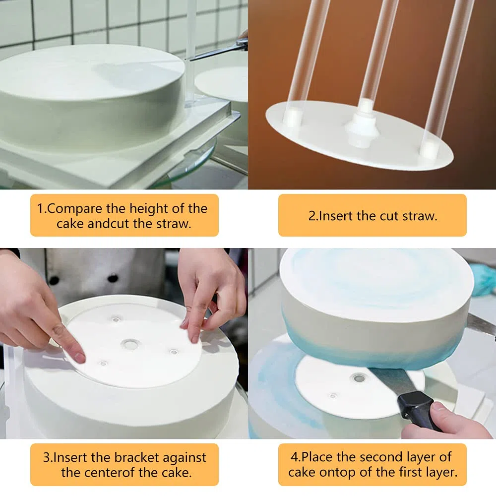 Alzatina per Dolci a Piani, Alzatina per Torta con 2 Piatti Separatori (16cm, 20cm) & 6 Torte Bastoncini Per Supporto (23cm) Alzata per Torta Impilate a Più Livelli Che Decorano per Dolci