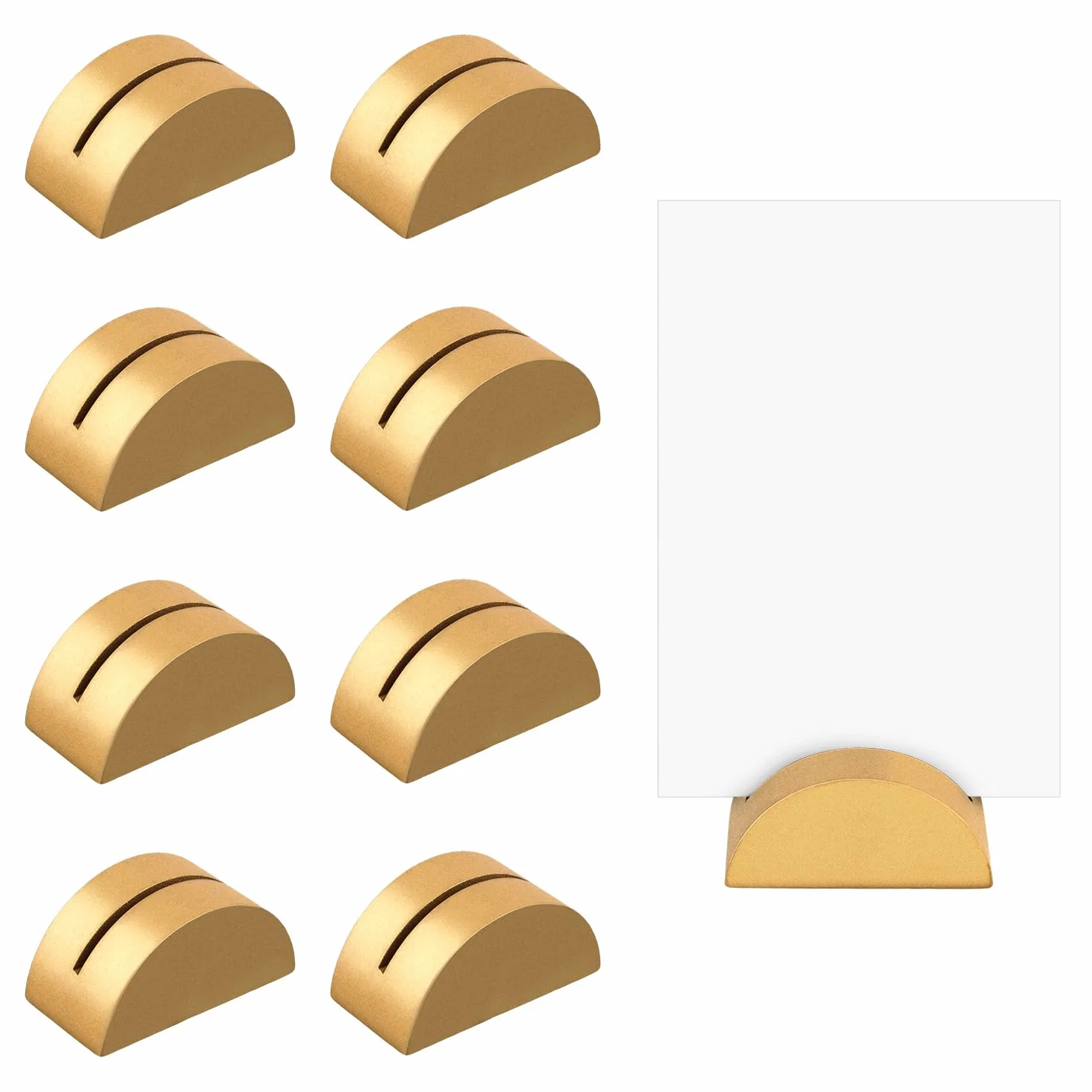 Supporti per Numeri da Tavolo Segnaposto Moderni Porta Carte Nome Tavolo Clip Portafoto Design Semicircolare Oro