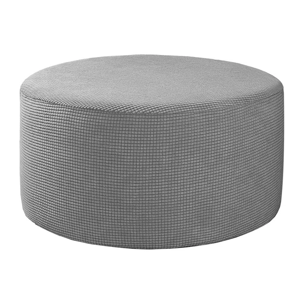 Baoblaze Ottoman Fodere Rotondo Poggiapiedi Poggiapiedi Protector Cover in Tessuto Elasticizzato di Stoccaggio Pouf Copre, di Alta Spandex Fodera Lavabile in - Grigio