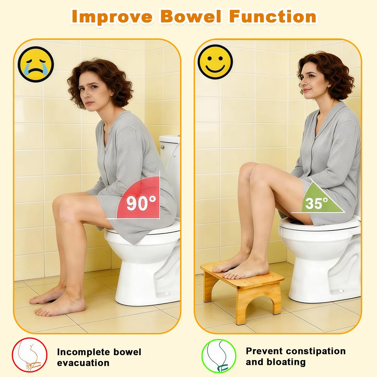 Sgabello WC per adulti e bambini, sgabello per WC contro la stitichezza, sgabello da bagno per una seduta più sana e facile digestione