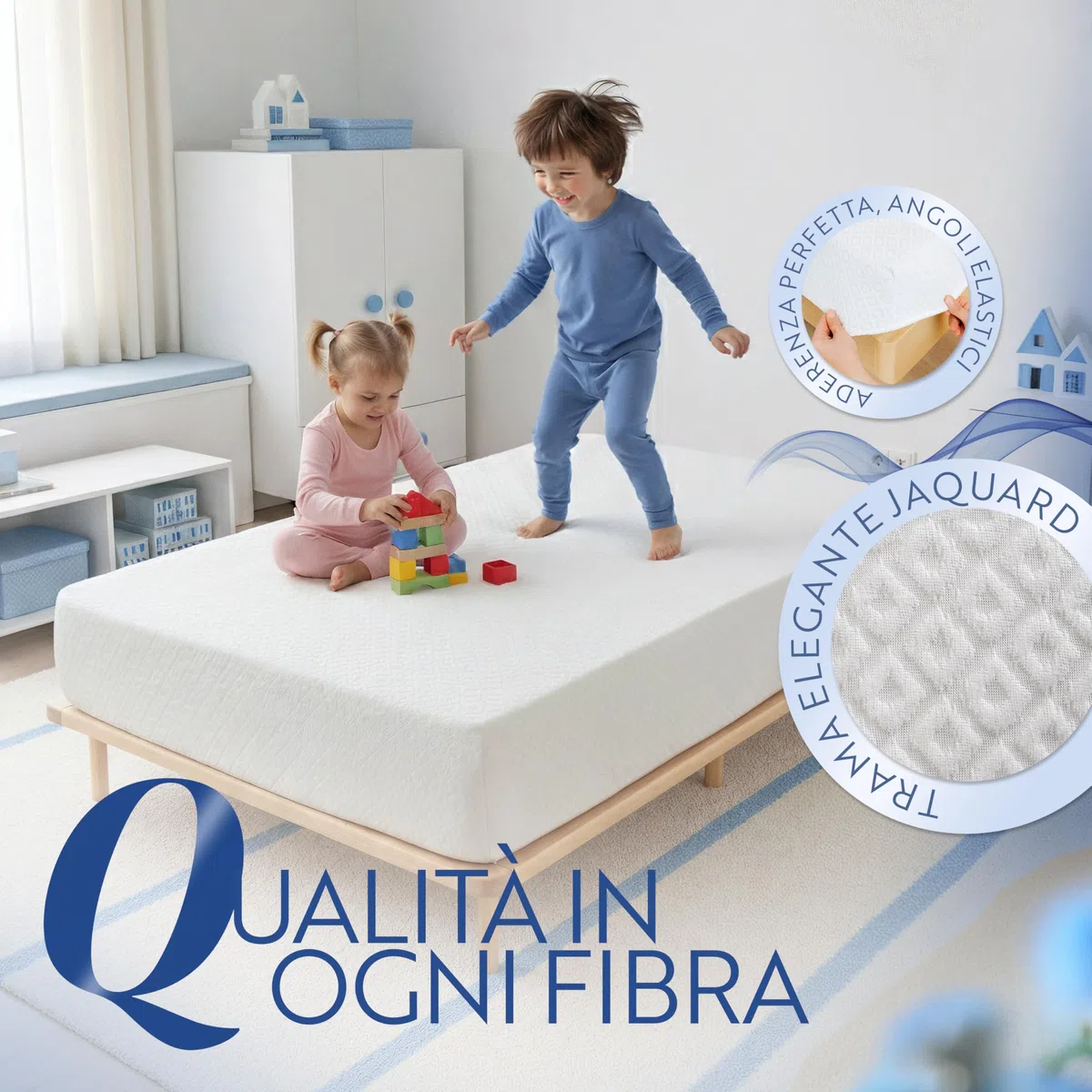 Coprimaterasso Singolo 80x190x27 cm in Spugna di Cotone Traspirante e Morbido per Letto Singolo Confortevole