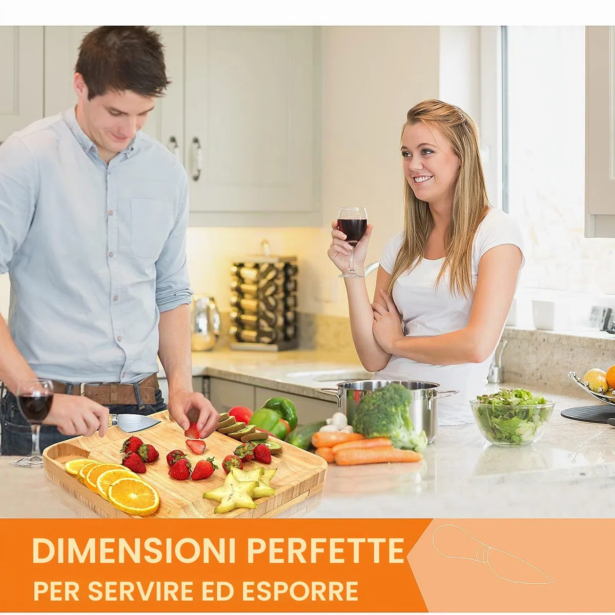 Idee Regalo Set Tagliere di Formaggio, Set di Coltelli per Tagliere di Salumi e Frutta Rotonda, Idee Regalo Originale per Donna/Maestra, Compleanno, Natale, Matrimonio
