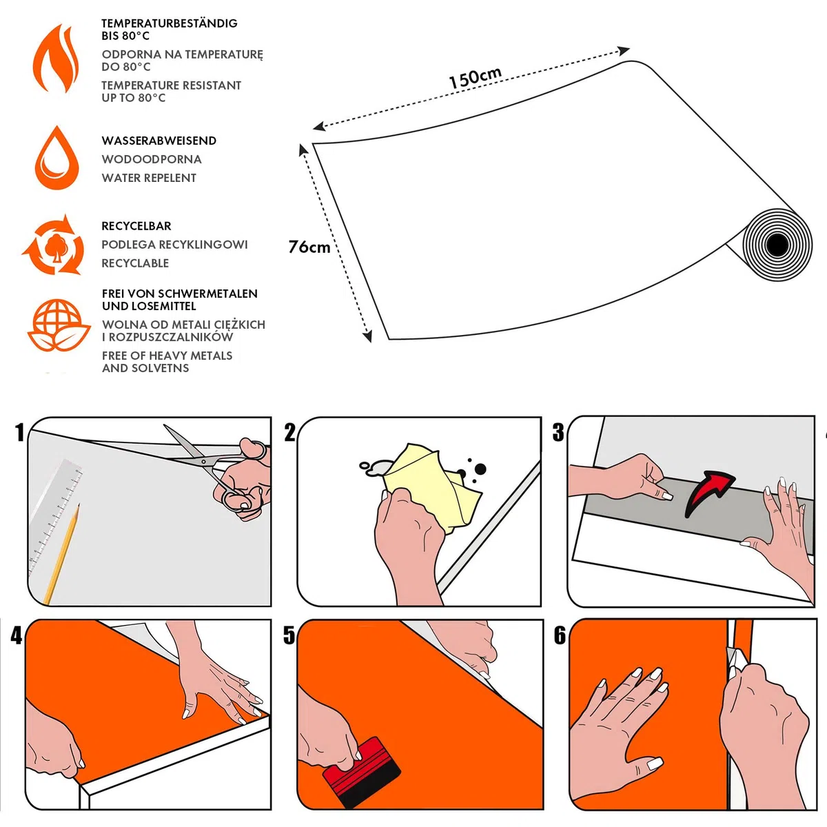 DecoMeister Pellicola Adesiva per Mobili 76x150 cm - Carta Adesiva Impermeabile e Lavabile per Cucina, Bagno - Facile da Applicare - Ideale per Rinnovare Armadi, Scaffali e Porte - Bianco Opaco F81