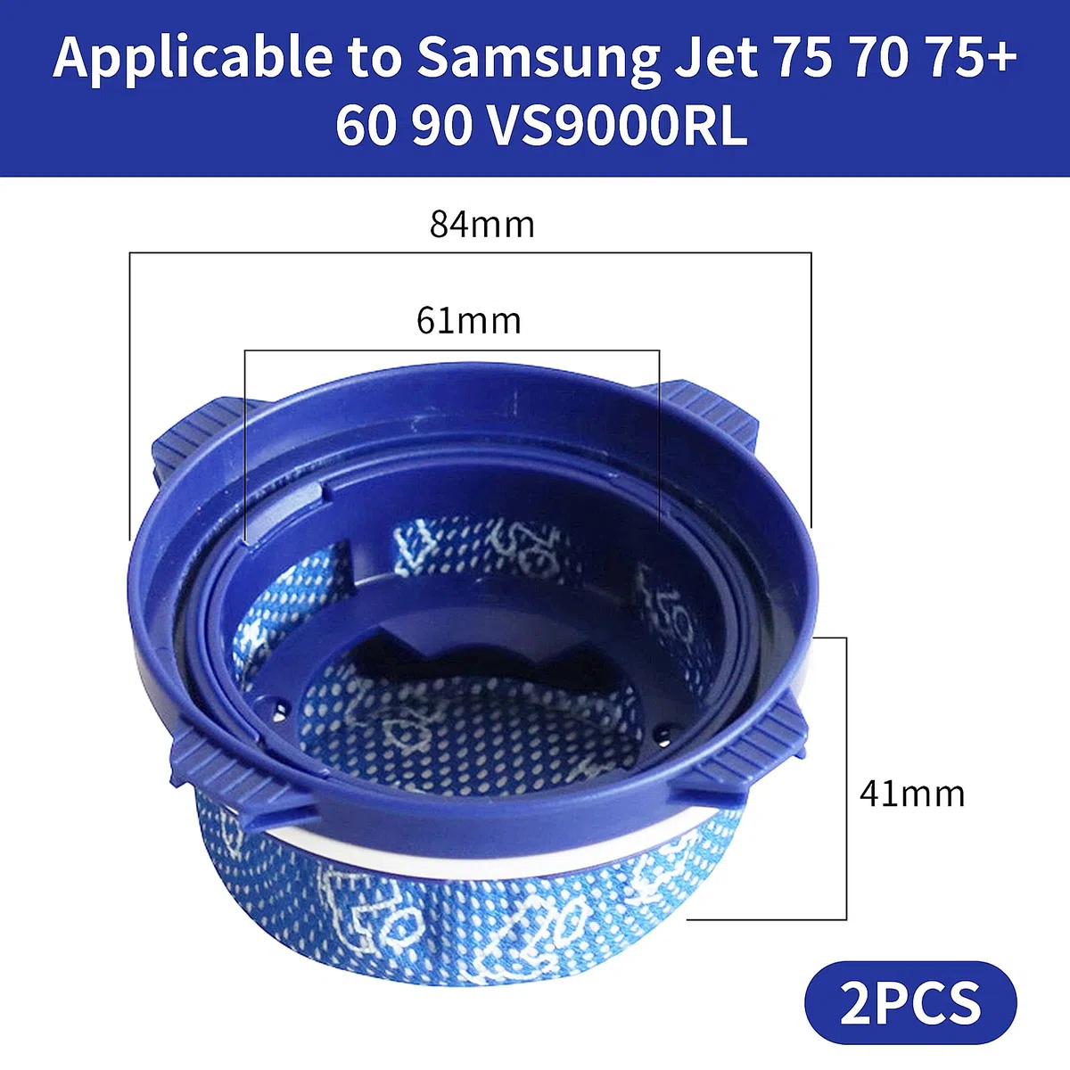 2 filtri HEPA per aspirapolvere Samsung Jet 75 70 75+ 60 90 VS9000RL, filtro di ricambio per aspirapolvere DJ97-02649A, filtro per micro palmare wireless