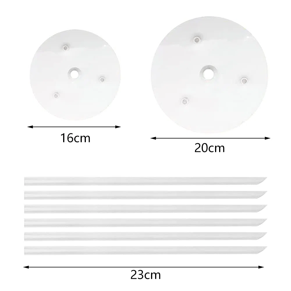 Alzatina per Dolci a Piani, Alzatina per Torta con 2 Piatti Separatori (16cm, 20cm) & 6 Torte Bastoncini Per Supporto (23cm) Alzata per Torta Impilate a Più Livelli Che Decorano per Dolci