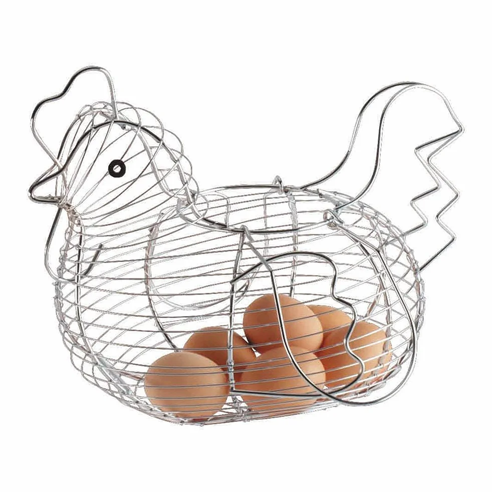 Cesto per Uova a Forma di Pollo, Cesto per Frutta in Filo Metallico, Arredamento Rustico, Cesto per Pollo, Portauova per la Conservazione della Frutta della Domestica (Come mostrato)