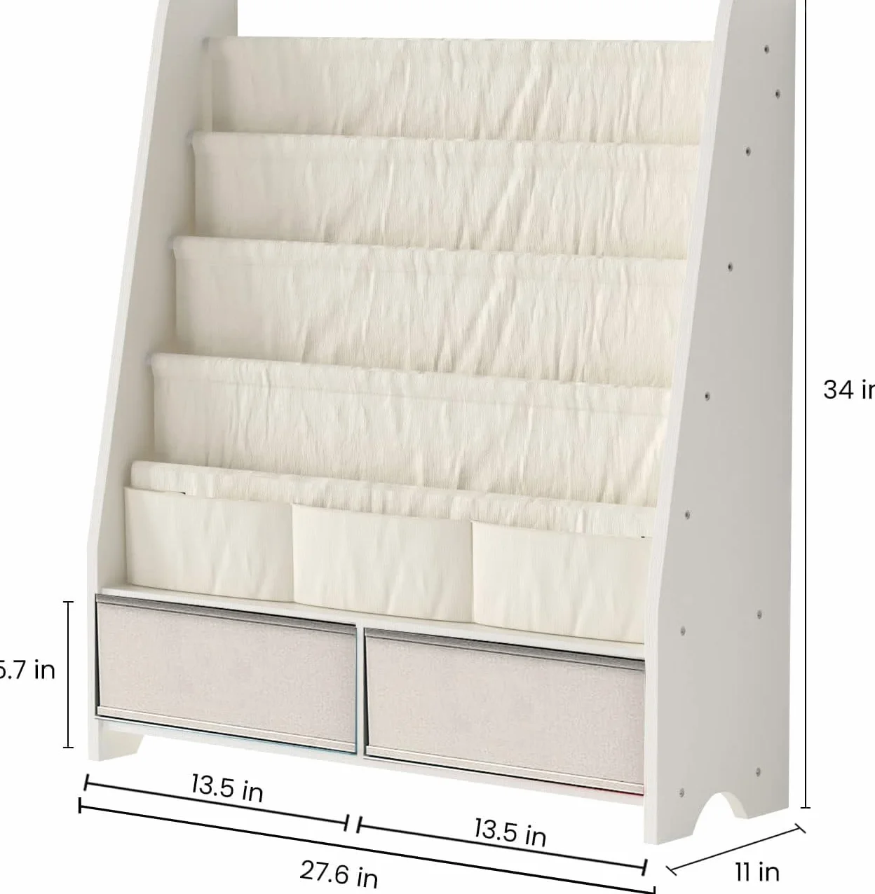 HEYOUTH Scaffale Libri Montessori in Legno Massello con 2 Contenitori e 4 Ripiani Aperti - Mobile Bambini, Libreria con Anti-Ribaltamento 86x70x28cm