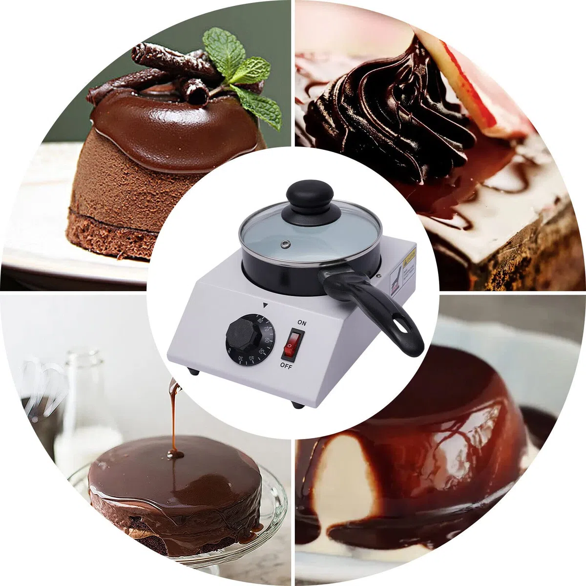 DiLiBee Temperatrice Macchina per Cioccolato 1,2 L Fuso Sciogli Cioccolata Melting Pot Melter con Padella in Ceramica 40W