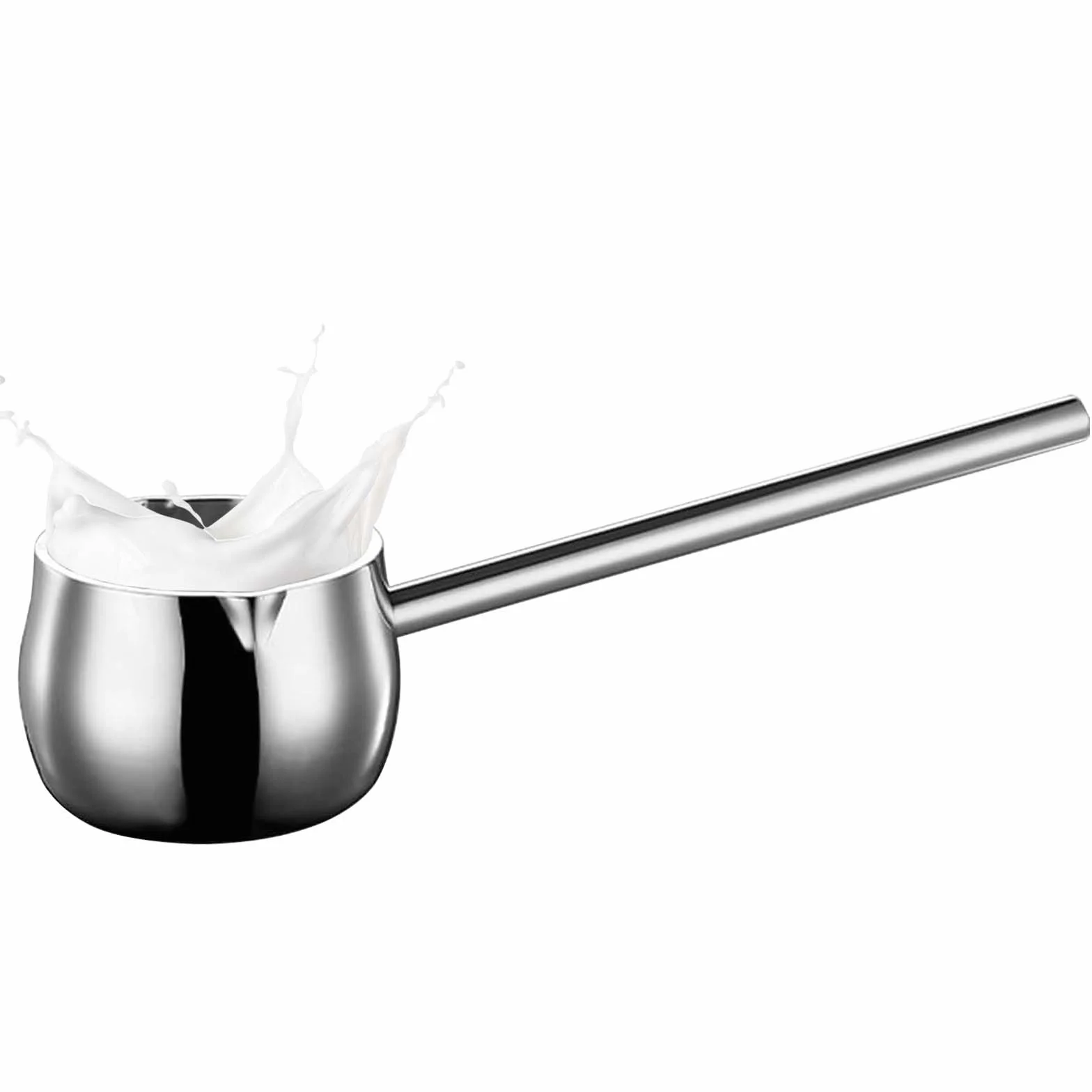 Mini pentola per il latte con manico lungo, 300 ml, scalda il burro con beccuccio, in acciaio inox, a induzione, piccola pentola per cucinare il latte, salsa al cioccolato