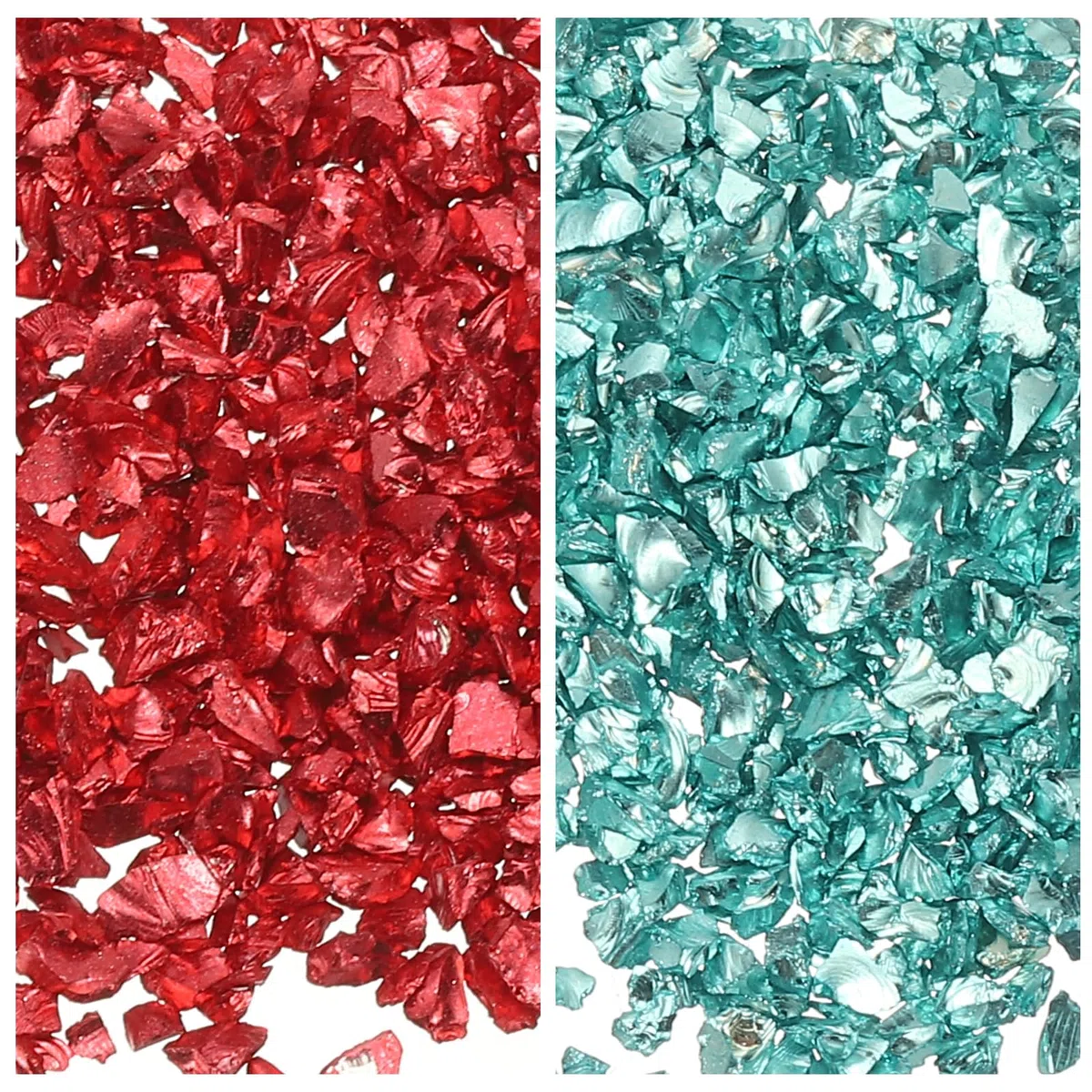 QUARKZMAN 2 Colori Frammenti di Vetro Tritato, 1-3mm Glitter Metallico Irregolare Pz di Vetro Rotto con Sacchetto Laser per Artigianato Fai da Te Vasi Decorazione 31.6g, Rosso & Blu