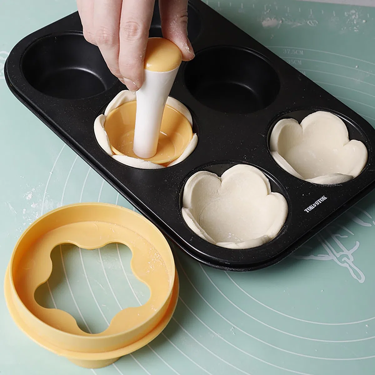 Stampo Furbo Crostata Morbida Tartellette Manomissioni Pancake Torta - 4 Set, Arancione, Pancakes Spingi Torta, Strumenti la Panificazione Diy, per Impasto a Mano Muffin