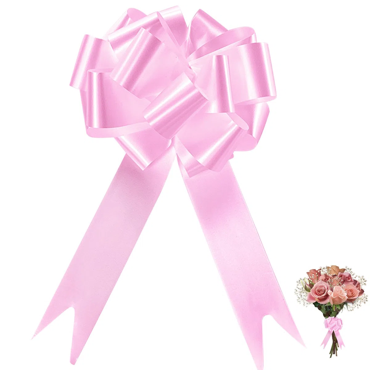 100 Pezzi Fiocco Rosa,Coccarde Autotiranti Fiocco,Fiocco Nascita Rosa,12cm Fiocchi Auto Matrimonio,Coccarde Fiocco Matrimonio