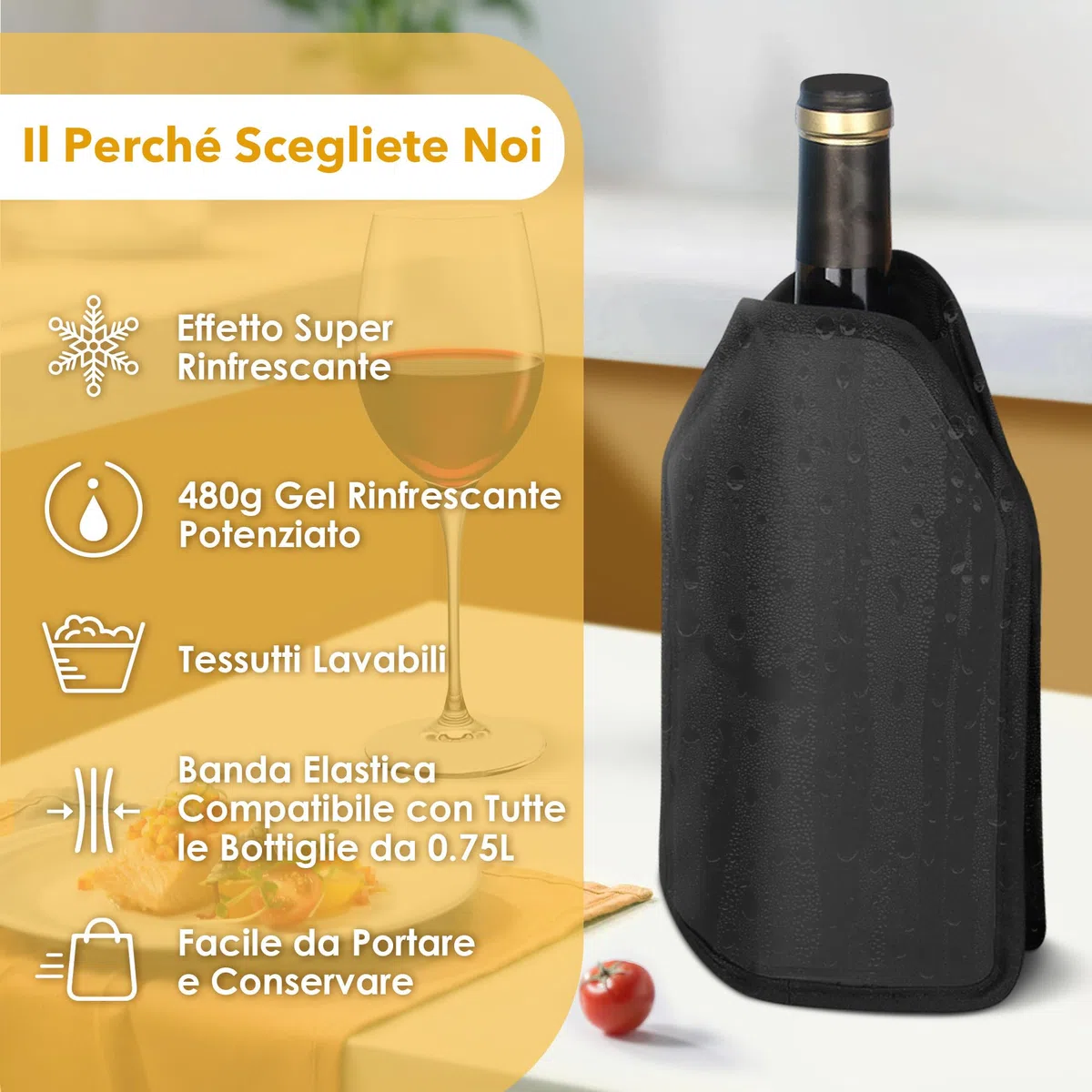 Borsa Raffredda per Bottiglie di Spumante Champagne Vino, Sacco Termico Refrigeratore per Vini,Fascia Raffreda Bottiglie Elastica,Manicotto Refrigerante per Bevande Birra Vino Viaggio Feste